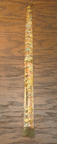 1 Konfetti Lucite Kerze 11,5" Acryl Gold/Silber Flecken Vintage Selten MCM RARITÄT - Bild 3 von 7