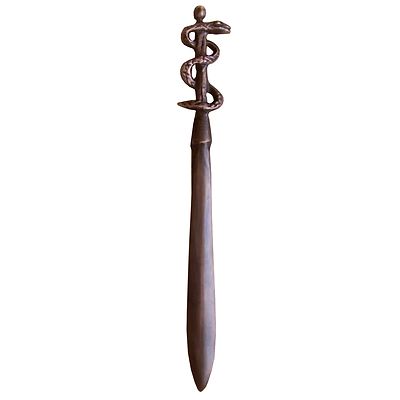 Brieföffner Äskulapstab Äskulap Stab 20 cm Bronze paper knife  letter opener