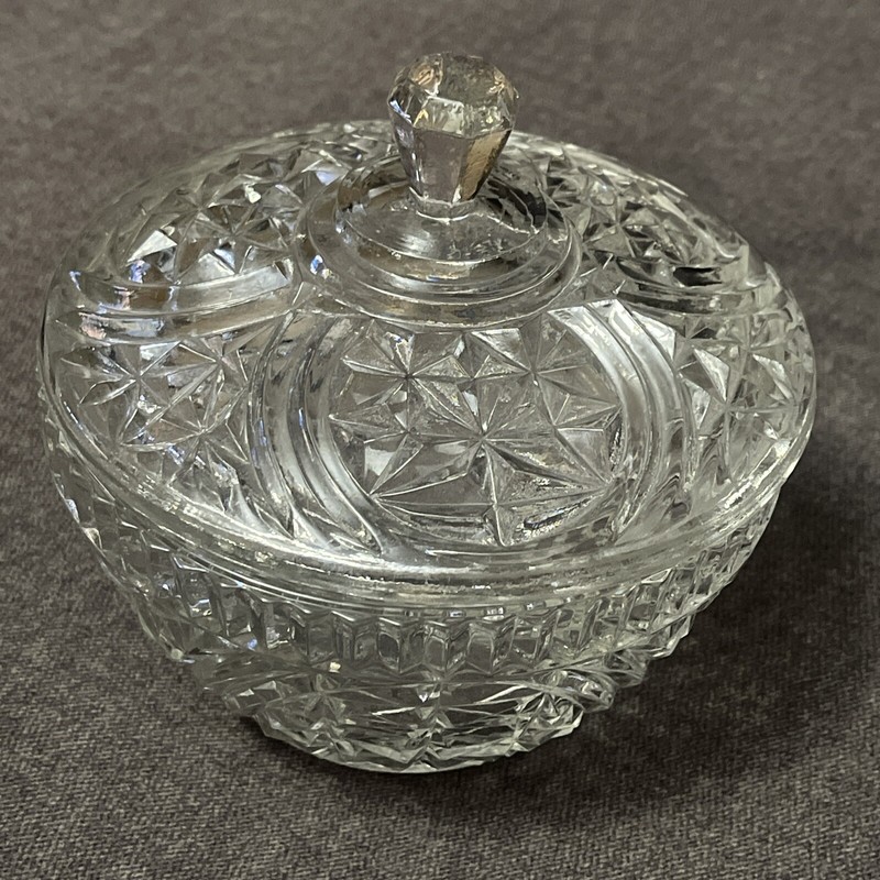 American Prescut Candy dish clear 5.25”W 4.5”H Excellent, Anchor Hocking ?