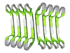 2" x 18" Dog Bone Tie Down Short Strap High Viz Green Reinforced Eye (8 Pack)