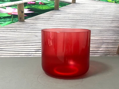 VAMN MAVN Clear Sound Bowl Red Colored C Note Root Chakra Quartz Crystal Singing Bowl 7"