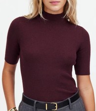 Madewell Ribbed Merino Wool Mockneck Dark Burgundy Size Medium
