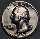 1942 Gem Proof Washington Quarter.