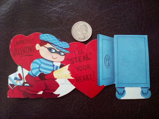 Vtg Valentine Card Masked Burglar Safe Lookout I'll Steal Your Heart 757/9