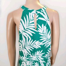 Torrid Tea Length Studio Knit Halter Maxi Dress Graphic Fronds Bosphorus Sz 1X 