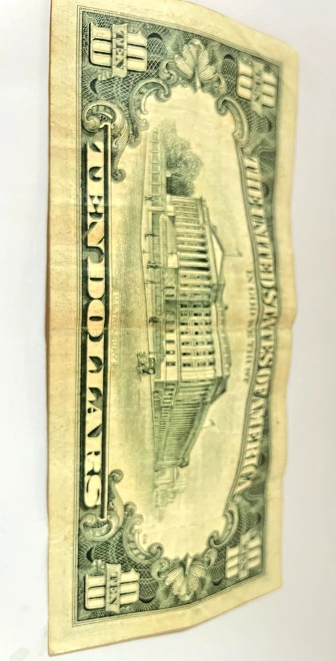 $10 Federal Reserve Note – Vintage US Currency – Green Seal – Circulated - Image 2 of 4