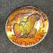 1973 S Proof Eisenhower Original Brown Box Ike Dollar 40% Silver  Monster Toned