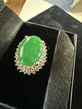 Jade Ring Halo Setting Vintage Jade Ring Size 8