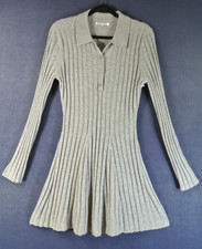 NEW, Reformation Walsh Cashmere Collared Mini Dress in Gray Size L #S8072