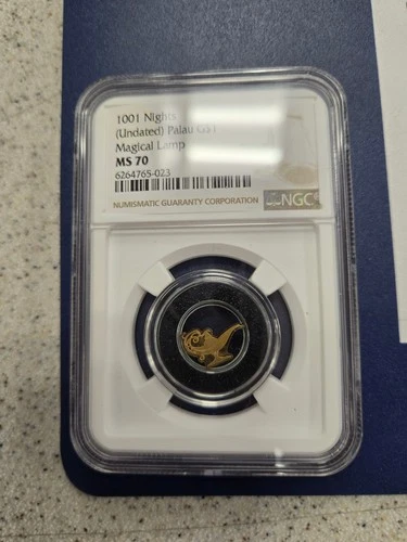 1001 Nights (undated) Palau Gold $1 Magical Lamp NGC MS 70