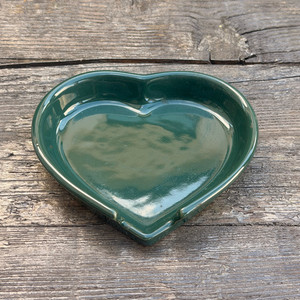 Spoon Rest Forest Green Heart Country Kitchen Ladle Spatula Holder Cottagecore
