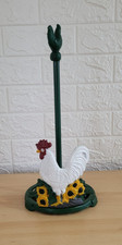Vintage Cast Iron Rustic Style Kitchen Roll / Paper Towel Holder With Rooster
