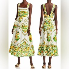 NEW Farm Rio Papaya Salad Scarf Tie Open Back Floral Midi Dress medium