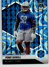 Penei Sewell 2021 Panini Mosaic Prizm Reactive Blue 370 Detroit Lions Rookie