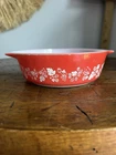 Vintage Pyrex Coral Red Bowl #471 Gooseberries Casserole Dish Without Lid