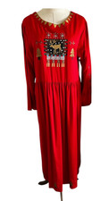MYO Pinon Clothing Co Red Midi Embellished Sz XL Dress USA Holiday Festival VTG