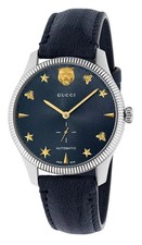Gucci G-Timeless Automatic Steel Blue Dial Blue Leather Unisex Watch YA126347