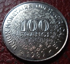 1989 WEST AFRICAN STATES 100 FRANCS IN EF CONDITION