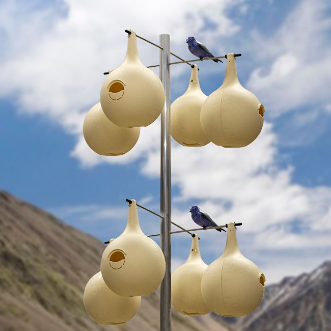 Purple Martin Gourd Rack & Pole Complete kit With 8 Gourds, 4 Over