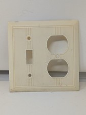 Vintage GITS Molding Corp. 2 Gang Combo Switch Outlet Cream Ivory Off White