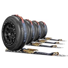 4 Pack 2 x 10 Over The Wheel Tire Ratchet Straps 10000 LBS Swivel J Hook