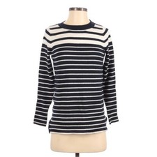 Loft Striped Sweater in Navy Size XS Blue and White Crew Neck