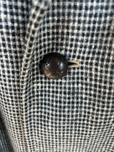 Vintage 50s 60s Tweed Overcoat Men’s Medium 38-40 Houndstooth Wool Topcoat image 3