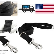 Tactical Dog Leash 6ft Black Cotton for Medium Large Breeds with High End Clasp