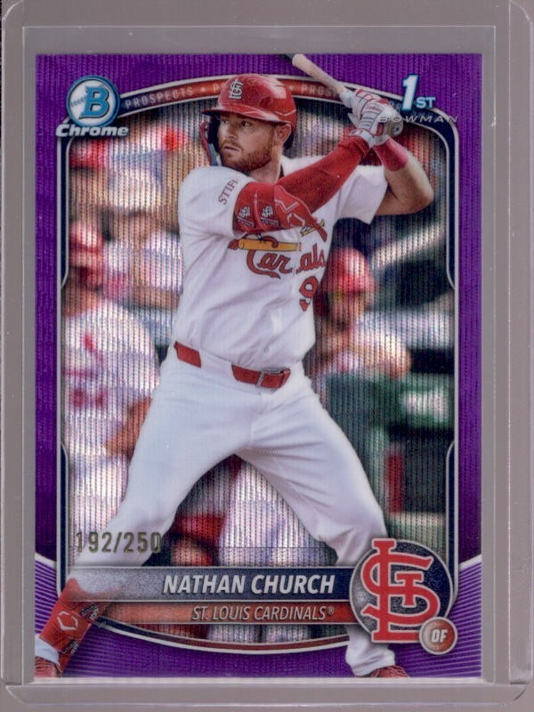 NATHAN CHURCH 2025 Bowman Chrome 1st #BCP-192 Purple Wave Refractor RC #192/250