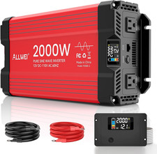 ALLWEI 2000W Pure Sine Wave Inverter 12V DC to 110V AC Converter, Surge 4000W, 2