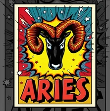 Aries Retro Comic Zodiac Poster Printable Wall Art Instant