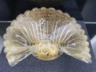 Vintage Murano Glass * Scallop Shell Ashtray Bowl * Gold Aventurine * 7" * 0638
