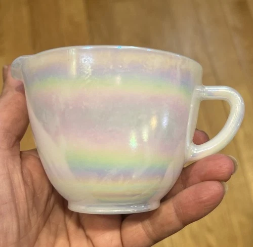Vintage 1970s Federal Moonglow Iridescent Milk Glass Creamer Pitcher Rainbow