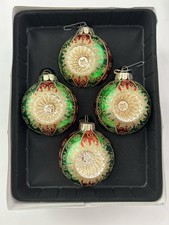 Celebrations By Radko VTG Style Reflector Indent Glass Christmas Ball Ornaments