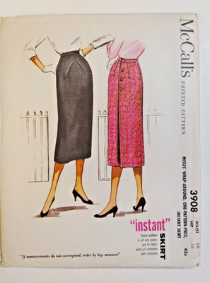 McCall's 3908 Wrap Around Skirt Instant Sewing Pattern Ladies 28'' 16 UC VTG 50's