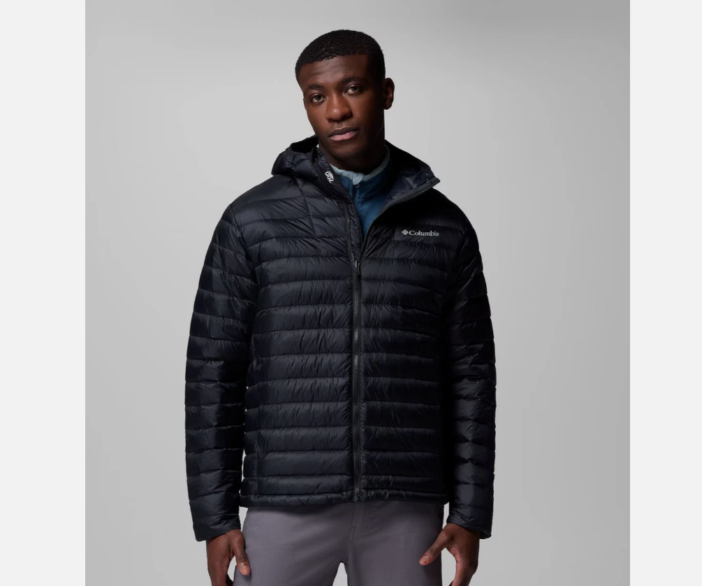 NEW Columbia Mens Corelite Down Hooded Jacket, Black, No Import Fees, US Stock