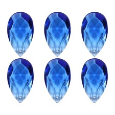 6 Pcs Blue K9 Crystal Pendants Teardrop Beads 38mm Chandelier Prisms Parts