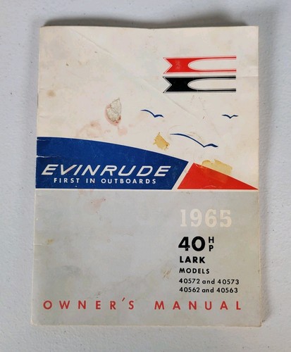 Evinrude Outboard 1965 Owners Manual 40 HP Lark Big Twin 40552 & 40553 Used