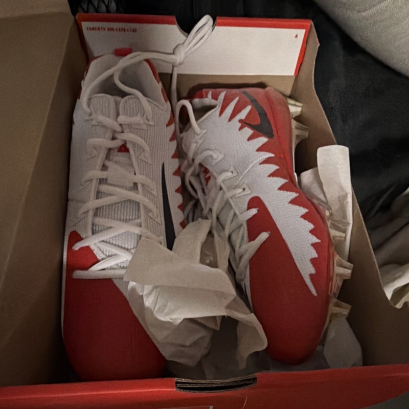 Nike Alpha Menace Pro Low TD P Football Cleats White Red Size 12.5