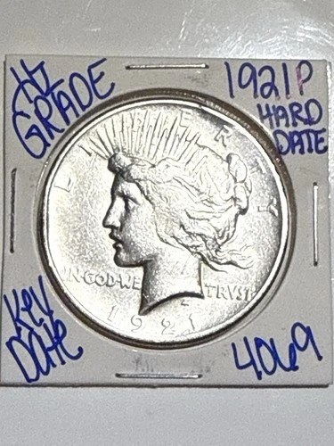 1921 Peace Silver Dollar High Relief First Year Issue VF/XF Better Type Coin