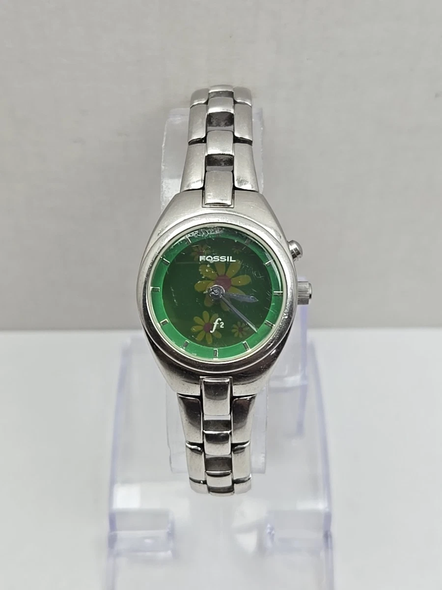 Fossil F2 Kaleido Big Tic Womens Green Floral Dial Stainless Watch New Battery Womens Fossil Kaleido Pink Face Stainless | Mercari main image 3