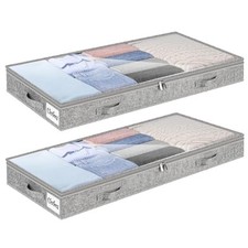4 Inch Low Profile Under Bed Storage Drawer 2 Pack, Grey-4 inch-No Structure