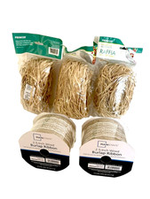 Raffia and Burlap w/Lace Wired Ribbon 2 Rolls/ Raffia 3 Pkgs NEW Wedding