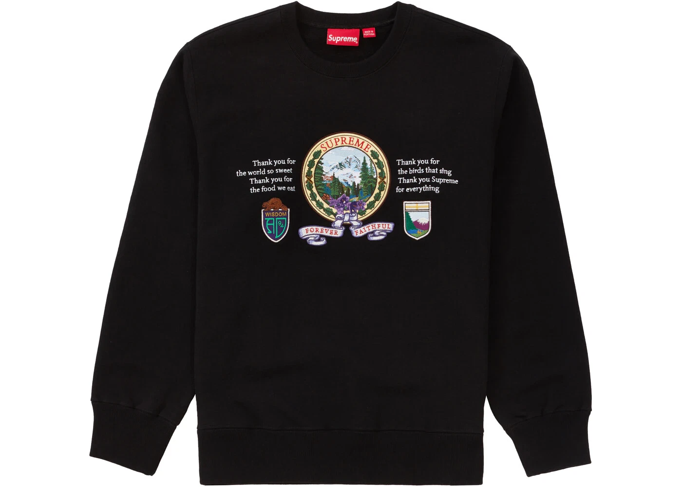 Sweat col rond Supreme Mountain noir FW19 taille S NEUF RARE