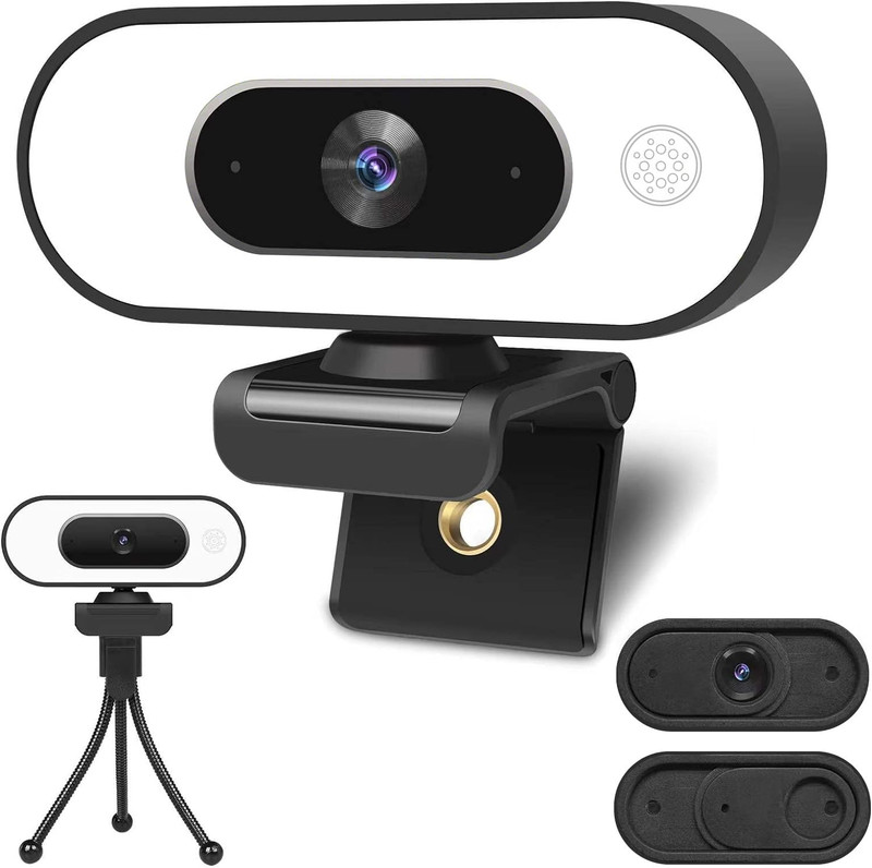 Webcam with Ring Light Microphone Streaming Web Camera 1080P Full HD Pro PC Mac Lapto