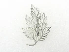 Vintage Costume Jewelry, Vintage Leaf Cut Out Brooch. Silver Tone. PIN77