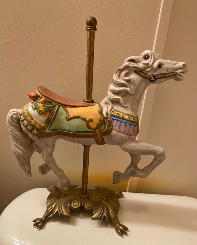 Ceramic 12 inch carousel horse by Toby Fraley