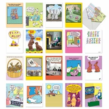 Easter Cards-Eastertime Fun: Funny Assorted Set Of 20 Cards w/ Envelopes