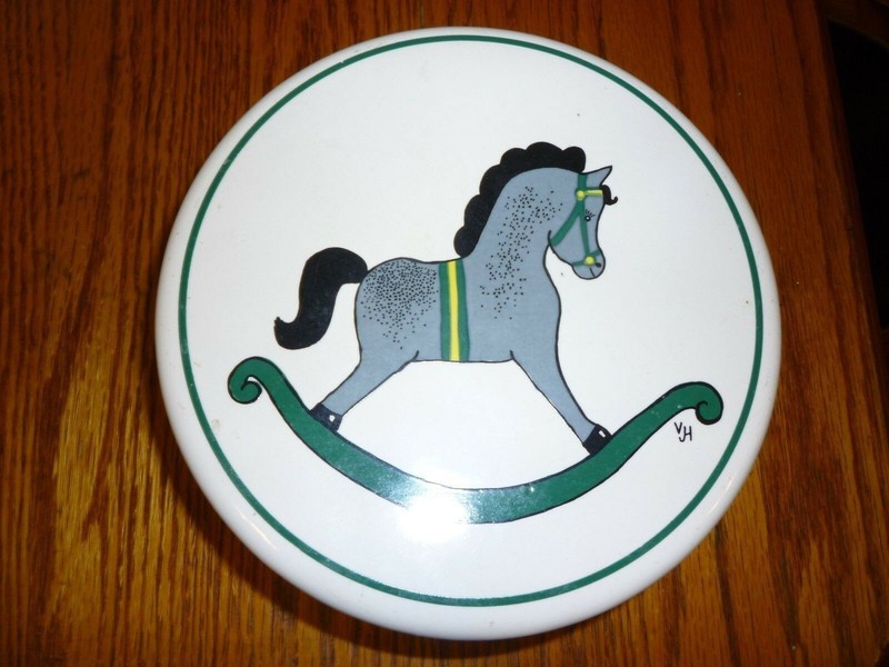 Pfaltzgraff Ceramic Rocking Horse Pony Cookie Jar Container - Nice Piece!