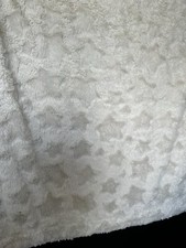 BABY GEAR Embossed STARS Ivory Cream Sherpa Plush Baby Security Blanket READ